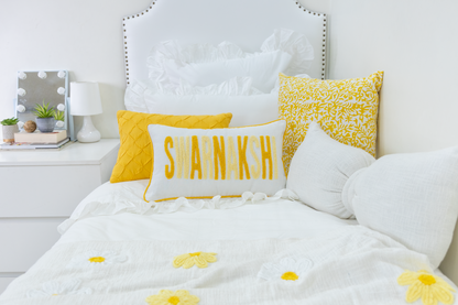 Pinch Pleat Pillow Cover- Canary Yellow