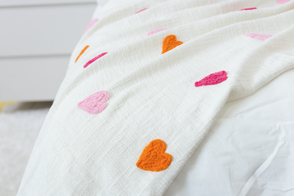 Textured Embroidered Throws- Blue Bows