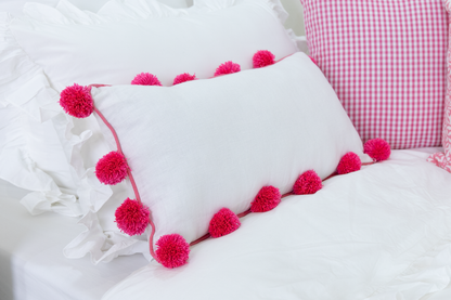 Pom Pom Pillow Cover- Fuchsia Pink