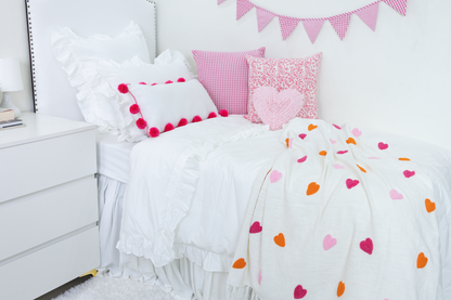 Pom Pom Pillow Cover- Fuchsia Pink