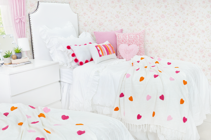 Textured Embroidered Throws- Blue Bows