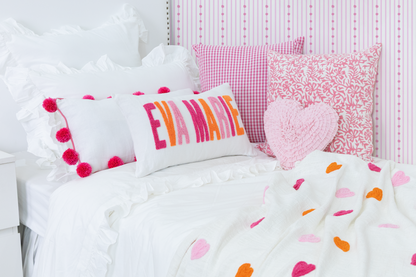 Heart Rosette Pillow- Baby Blue