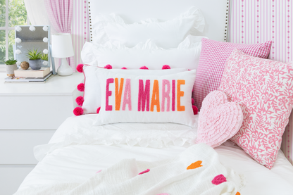 Orange Pink Linen Custom Name Pillow Cover