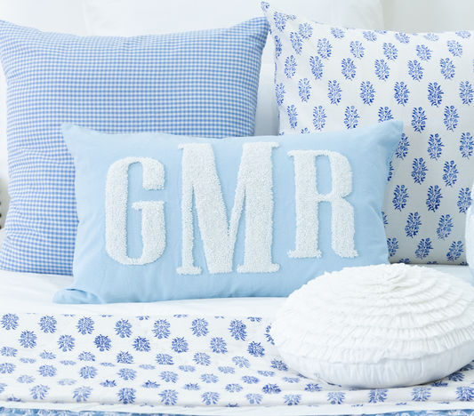 Baby Blue Custom Monogram Pillow Cover