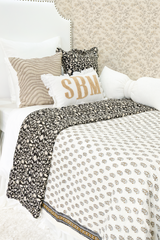 Hand Block Printed Reversible Voile Quilt- Black Floral