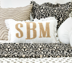White Beige Personalized Monogram Pillow Cover