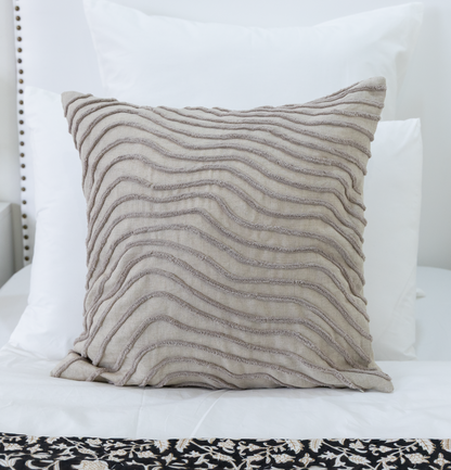 Oatmeal Waves Textured Pillow Cover