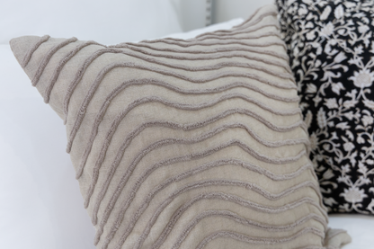 Oatmeal Waves Textured Pillow Cover