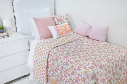 Peach pink Linen Custom Name Pillow Cover