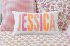 Peach pink Linen Custom Name Pillow Cover