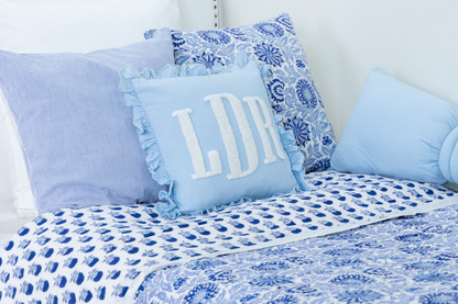 Baby Blue Custom Monogram Punch Pillow Cover
