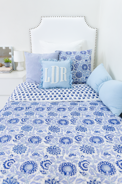 Baby Blue Custom Monogram Punch Pillow Cover