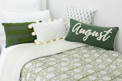 Olive Green Aztec Textured Pillow Cover