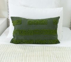 Olive Green Aztec Textured Pillow Cover