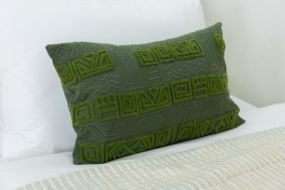 Olive Green Aztec Textured Pillow Cover
