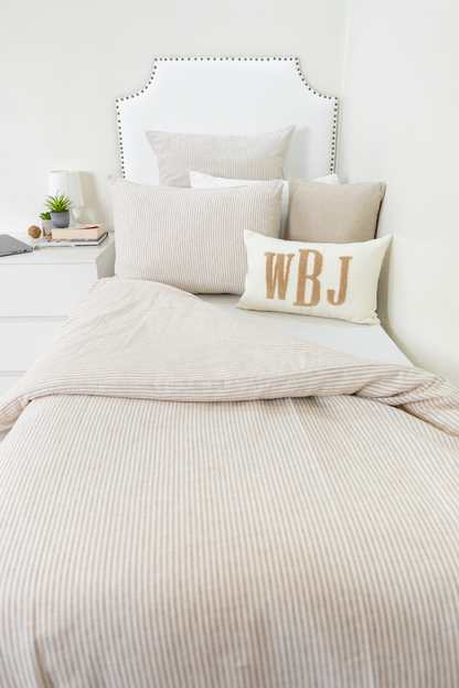 Cream Beige Personalized Monogram Pillow Cover