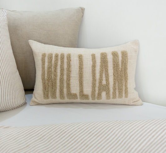 Oatmeal Personalized Name Pillow Cover