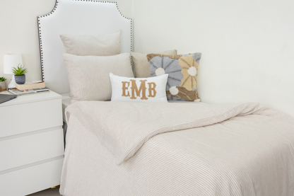 Beige Custom Monogram Pillow Cover