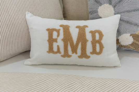 Beige Custom Monogram Pillow Cover