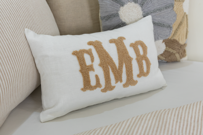 Beige Custom Monogram Pillow Cover