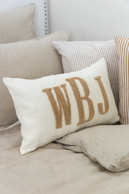 Cream Beige Personalized Monogram Pillow Cover