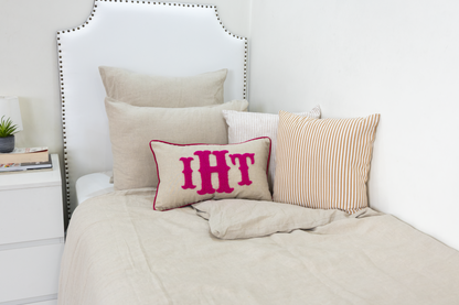 Oatmeal Pink Custom Monogram Pillow Cover