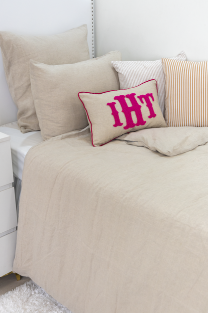 Oatmeal Pink Custom Monogram Pillow Cover