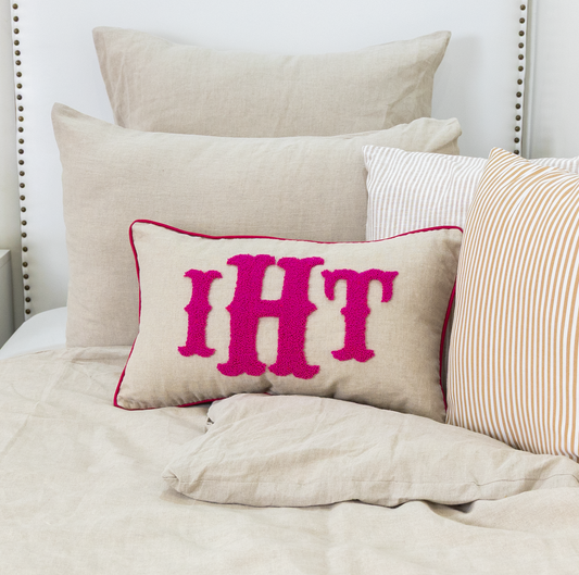 Oatmeal Pink Custom Monogram Pillow Cover