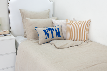 Oatmeal Blue Personalized Monogram Pillow Cover
