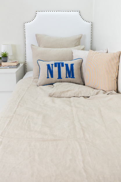 Oatmeal Blue Personalized Monogram Pillow Cover
