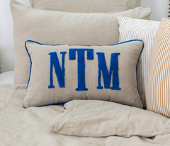 Oatmeal Blue Personalized Monogram Pillow Cover