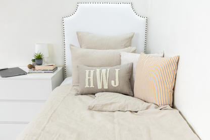 Oatmeal Custom Monogram Pillow Cover