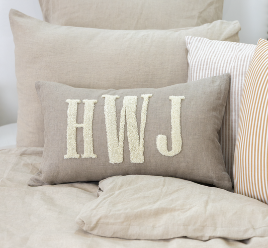 Oatmeal Custom Monogram Pillow Cover