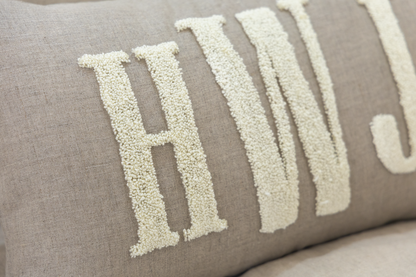 Oatmeal Custom Monogram Pillow Cover