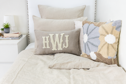 Ecru Floral Textured Pillow Cover Cover