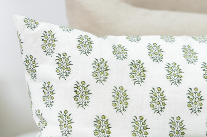 Sage Green Petite Floral Block Print Pillow Cover