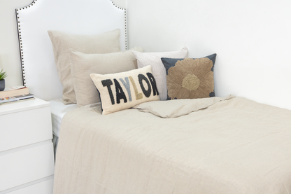 Grey Personalized Name Pillow Cover