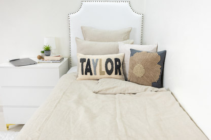 Grey Personalized Name Pillow Cover