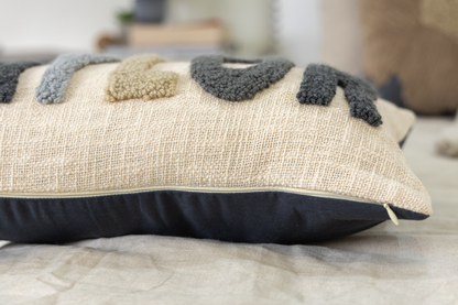 Grey Personalized Name Pillow Cover