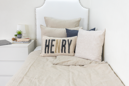 Grey Personalized Name Pillow Cover