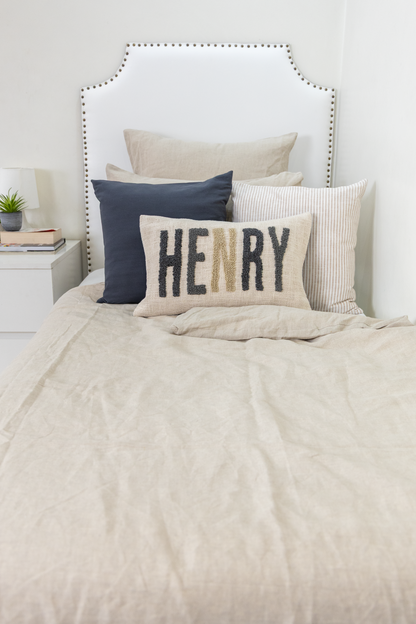 Grey Personalized Name Pillow Cover