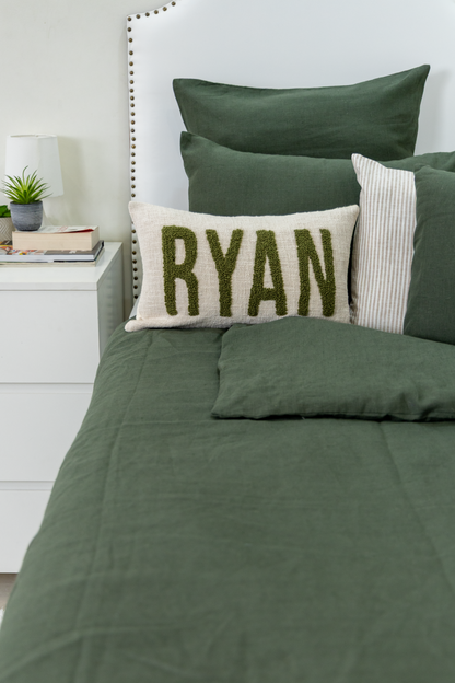 Sage Green Personalized Name Pillow Cover