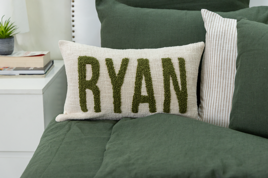 Sage Green Personalized Name Pillow Cover