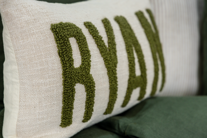 Sage Green Personalized Name Pillow Cover