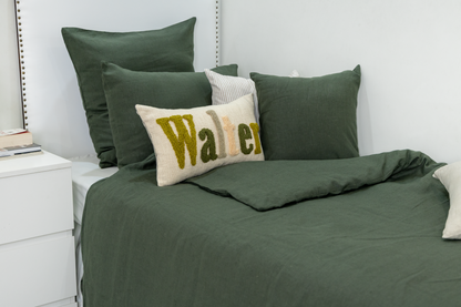 Green Personalized Name Pillow Cover