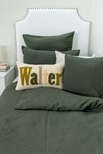 Green Personalized Name Pillow Cover