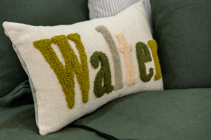 Green Personalized Name Pillow Cover