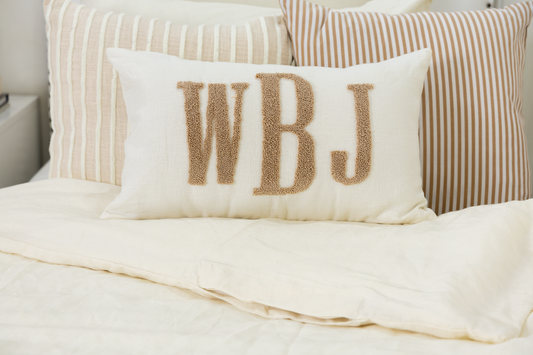 Cream Beige Personalized Monogram Pillow Cover