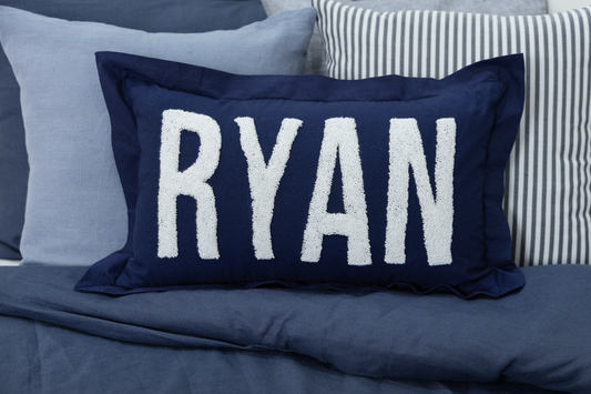 Dark Blue Custom Name Pillow Cover