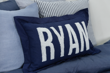Dark Blue Custom Name Pillow Cover